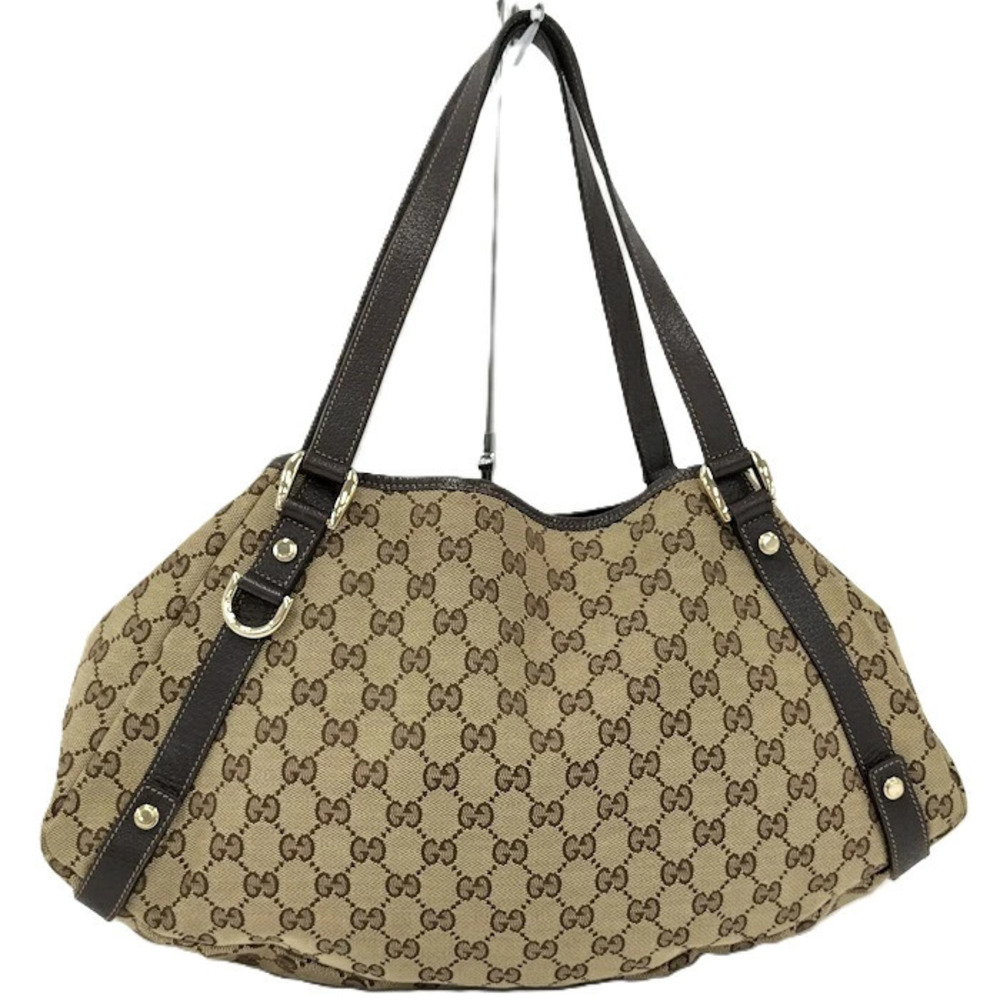 Gucci Abbey Handbag GG Canvas Leather Beige Brown